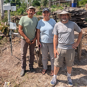 Professors Laura Schneider (SAS-Geography), Ben Lintner (SEBS-Environmental Sciences), and Geography Grad student Leonardo Calzada in Yucatán.